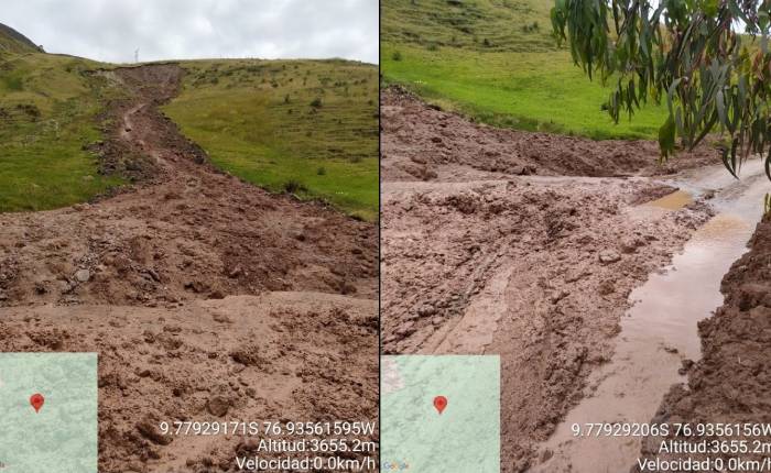 Lluvias intensas causan huaico, daños en viviendas y bloqueo temporal de vía